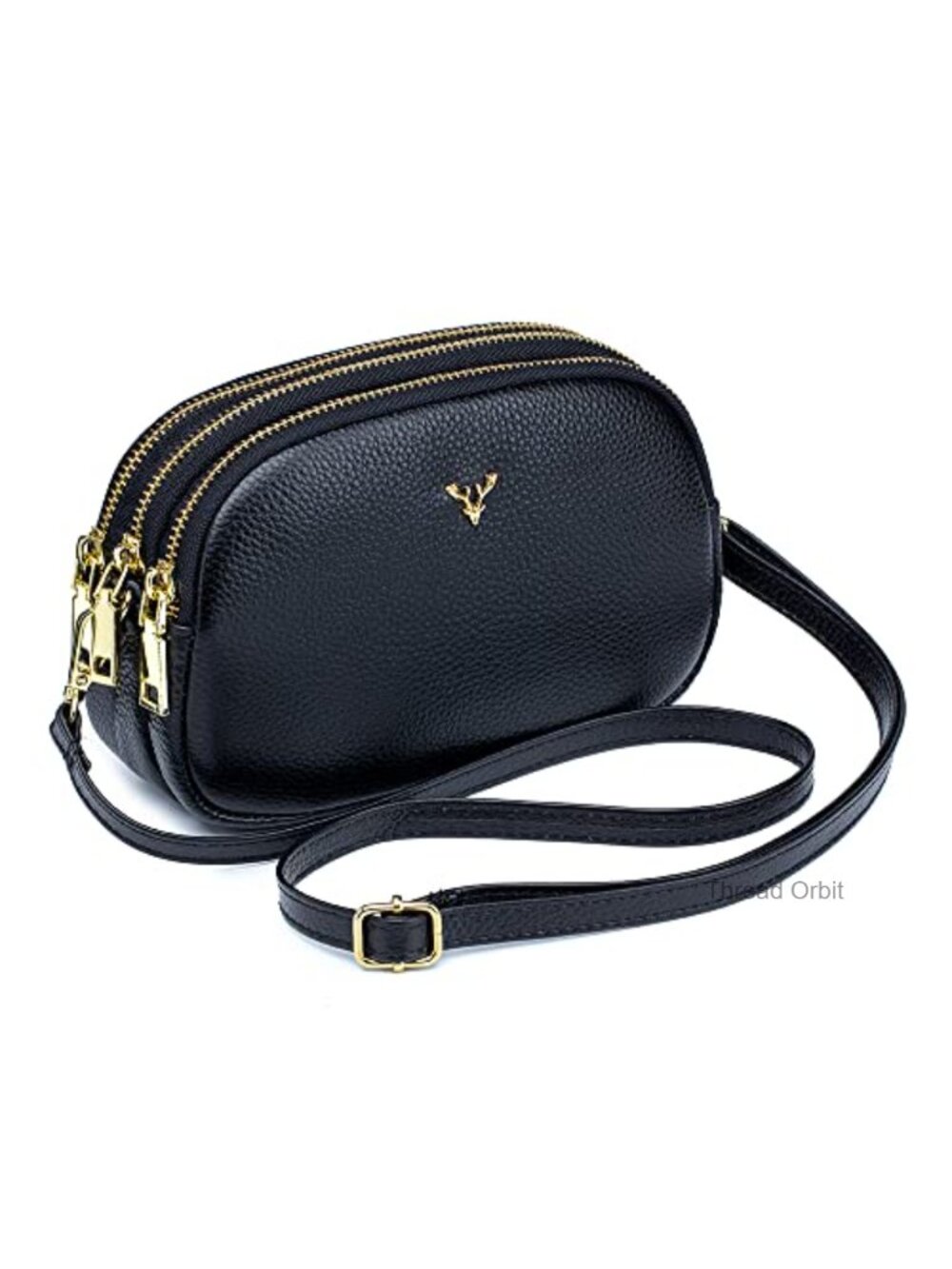 Genuine Leather Small Crossbody Bag Zip Shoulder Purse Adjustable Strap
